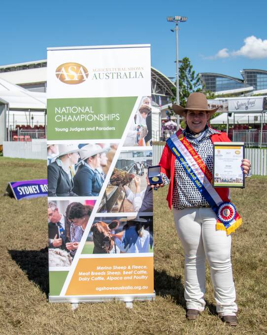 Sarah Sutton of Sulky near Ballarat representing Victoria won the 2021 Agricultural Shows Australia national beef cattle young judges competition. Photo: Branded Ag Sarah Sutton of Sulky near Ballarat representing Victoria won the 2021 Agricultural Shows Australia national beef cattle young judges competition. Photo: Branded Ag