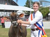 The champion dairy cattle parader Anna Dickson of Ferrum Illawarras and Spring Bank Jerseys and Holstein, Terang, Vic. 