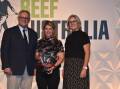 HONOURED: Prime Minister Scott Morrison with the 2021 Queensland Country Life Beef Achiever Tracey Hayes and Australian Community Media's national agriculture news editor Penelope Arthur. 