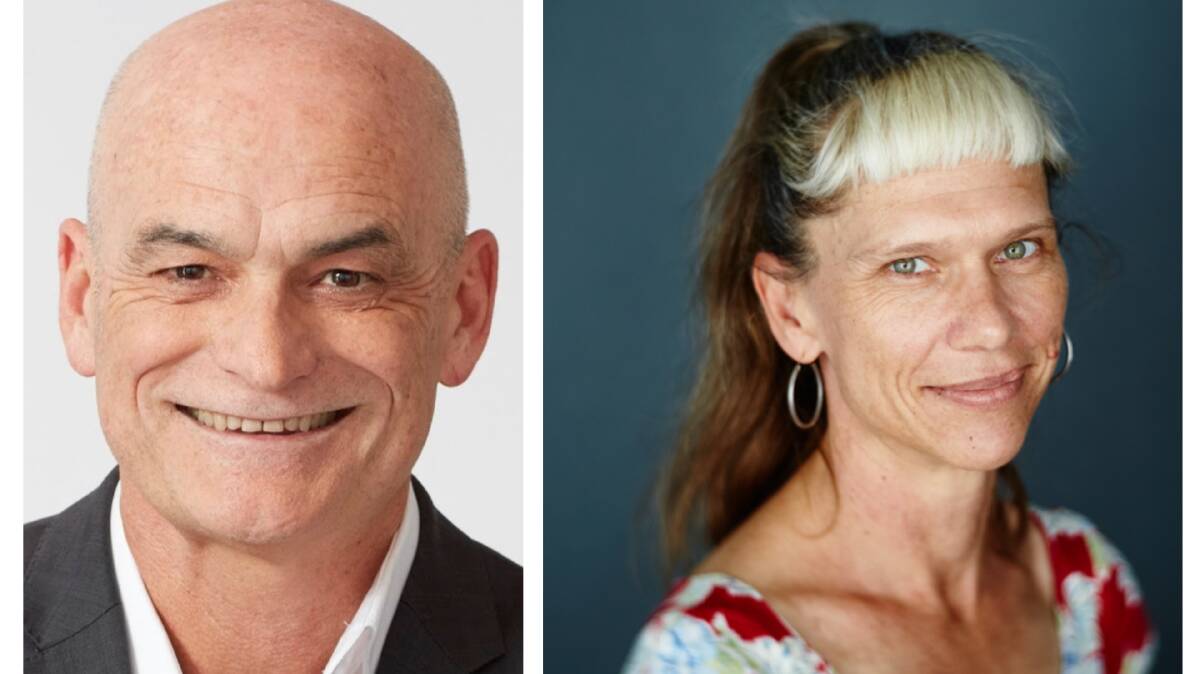 The Echidna's writer Garry Linnell, left, and cartoonist Fiona Katsaukas. 