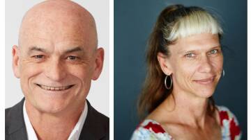 The Echidna's writer Garry Linnell, left, and cartoonist Fiona Katsaukas. 