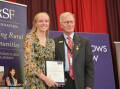 JB Fairfax Award for Rural and Regional Journalism and Communications, Kate Newsome, Glen Innes, with the award's benefactor, John Fairfax.