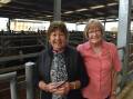 FIRST SELLERS: Margaret Patterson, Ballangeich, Drysdale, caught up with seller Pam Norman, Londrigan, just before the sale got underway.