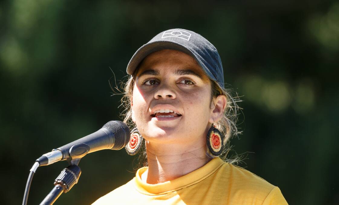 FRUSTRATED: Taylah Gray, pictured speaking at Newcastle Invasion Day rally in January, said authorities must act to address Aboriginal deaths in custody. Picture: Max Mason-Hubers FRUSTRATED: Taylah Gray, pictured speaking at Newcastle Invasion Day rally in January, said authorities must act to address Aboriginal deaths in custody. Picture: Max Mason-Hubers