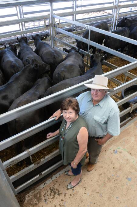 John and Maree Smith at today's Wodonga Angus weaner sales. John and Maree Smith at today's Wodonga Angus weaner sales.