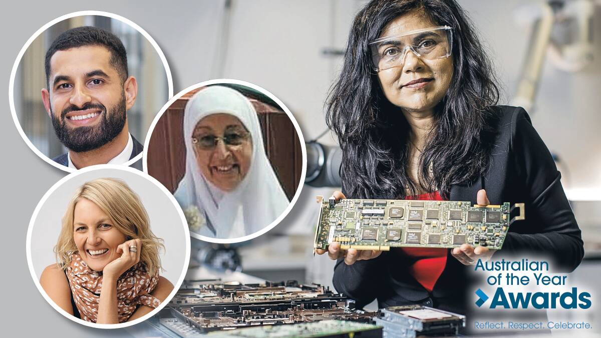 Clockwise from bottom left; the 2022 NSW Australian of the Year Awards winnners, Shanna Whan, Daniel Nour, Abla Kadous and NSW Australian of the Year Veena Sahajwalla.
