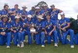 VICTORS: The winning St Pat's Old Boys side was all smiles after taking down Cavaliers in the BOIDC grand final at Wade Park on Saturday. Photo: RILEY KRAUSE.