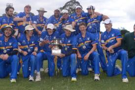 VICTORS: The winning St Pat's Old Boys side was all smiles after taking down Cavaliers in the BOIDC grand final. Photo: RILEY KRAUSE.