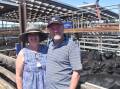 HAPPY: Marcia and Michael Crowe, Leeanach, Portland, sold this pen of 23 steers, 357kg, for 316c/kg, or $1127 a head.