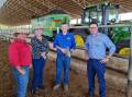 Discussing the importance of fodder crops to the northern cattle export supply chain is (from left) Berrimah Livestocks Brendon Lewis, Senator Sam McMahon, NTLEA CEO Tom Dawkins and Minister David Littleproud at the Berrimah Export Yards. Picture: Supplied
