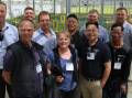 Syngenta Growth Awards tour group Garth Wickson (Syngenta), David Cameron (WA), Michael Fels (WA), David Cameron (WA), Allan Fong (New Zealand), Sheila Charlesworth (Qld), Bryan Hart (NZ), Tommy Le (Qld), Duc Nguyen (WA) and Randall Wilksch (SA), at the company's Jealott's Hill facility at Berkshire, UK, during the 2017 tour.