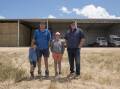 Grant Ross, his son Bradley and grandchildren. The shed features a girder truss for easy access of large machinery 