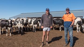 Looking to the future: Gary (right) and Justin Zweck at their Blyth dairy farm.