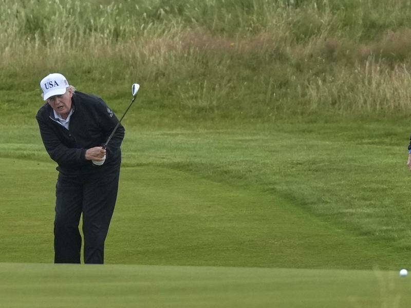 President Donald Trump is combining golf with political meetings on his trip to Scotland. Photo: AP PHOTO President Donald Trump is combining golf with political meetings on his trip to Scotland. Photo: AP PHOTO