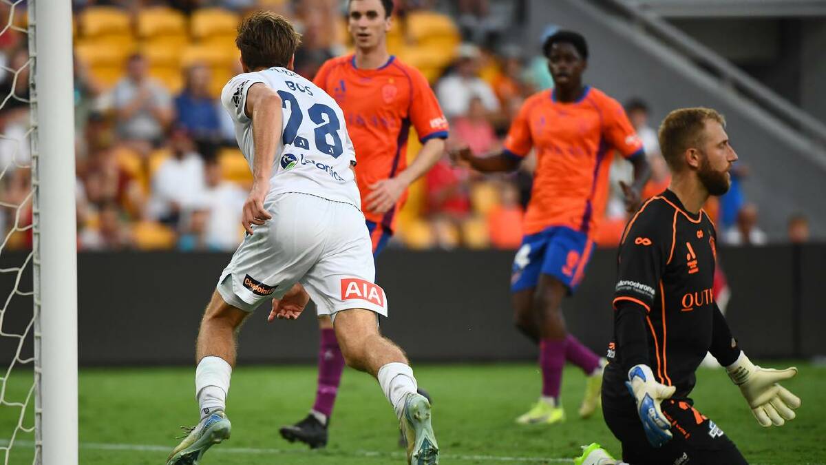 Kasey Bos wheels away after scoring against the Roar in Brisbane. (Jono Searle/AAP PHOTOS) Kasey Bos wheels away after scoring against the Roar in Brisbane. (Jono Searle/AAP PHOTOS)