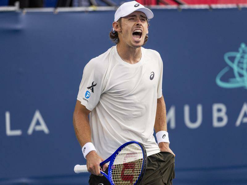 Alex de Minaur celebrates his win over Brandon Nakashima in the Washington Open quarter-finals. Photo: EPA PHOTO