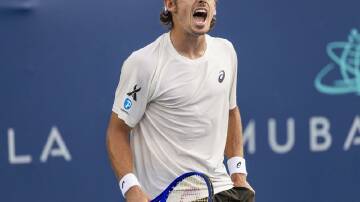 Alex de Minaur celebrates his win over Brandon Nakashima in the Washington Open quarter-finals. Photo: EPA PHOTO