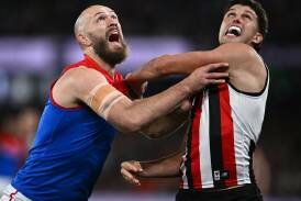 Rowan Marshall (r) has spoken about his future after St Kilda's unforgettable win over Melbourne. Photo: Joel Carrett/AAP PHOTOS