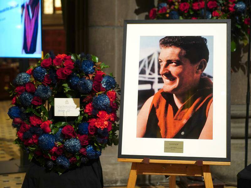Family and friends hailed Brian Dixon at the funeral for the 89-year-old footballer and politician. Photo: Luis Enrique Ascui/AAP PHOTOS Family and friends hailed Brian Dixon at the funeral for the 89-year-old footballer and politician. Photo: Luis Enrique Ascui/AAP PHOTOS