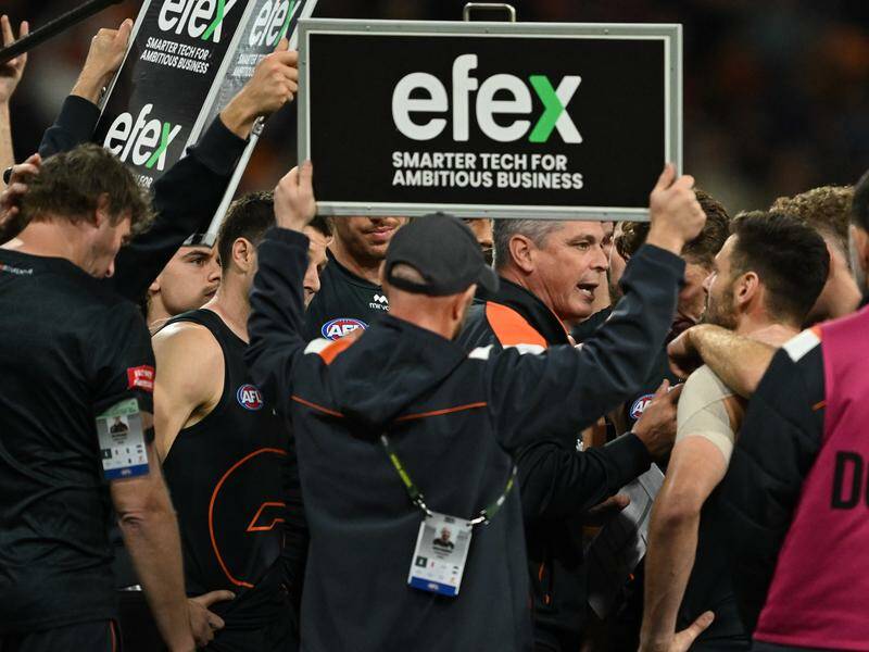 Giants head coach Adam Kingsley's timely spray inspired their comeback win against the Swans. Photo: Dean Lewins/AAP PHOTOS