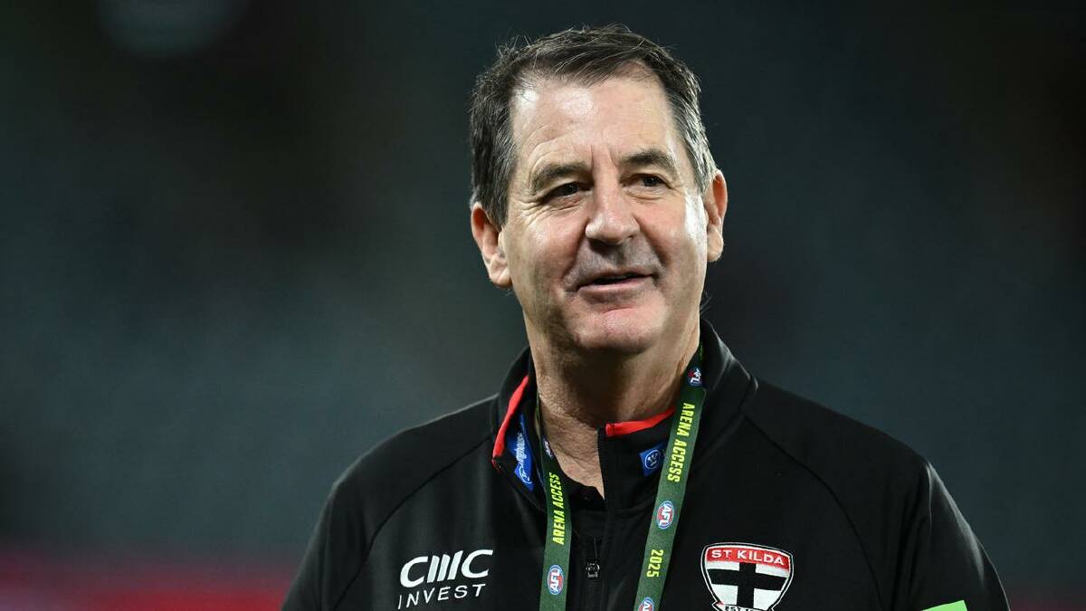 St Kilda head coach Ross Lyon greeted Wanganeen-Milera's mark over Bayley Fritsch with disbelief. (Joel Carrett/AAP PHOTOS) St Kilda head coach Ross Lyon greeted Wanganeen-Milera's mark over Bayley Fritsch with disbelief. (Joel Carrett/AAP PHOTOS)