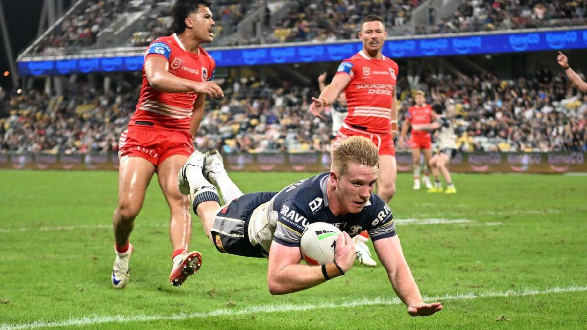 Tom Dearden was brilliant in defence and attack, scoring twice against the Dragons. (Scott Davis/AAP PHOTOS)