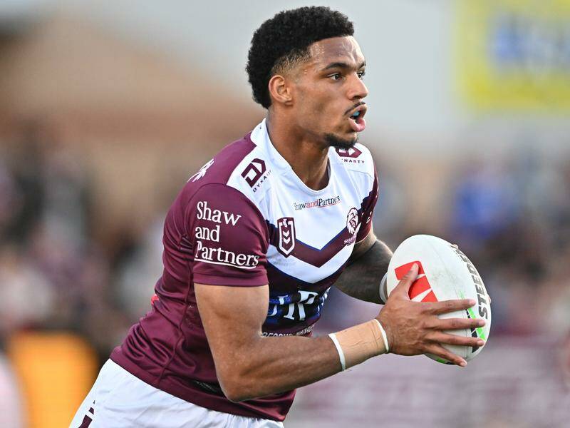 Sea Eagles flyer Jason Saab will bring up NRL game 100 against the second-placed Bulldogs. Photo: James Gourley/AAP PHOTOS