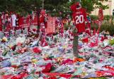 The masses of tributes left to Diogo Jota at Anfield will form the basis of a permanent memorial. Photo: EPA PHOTO