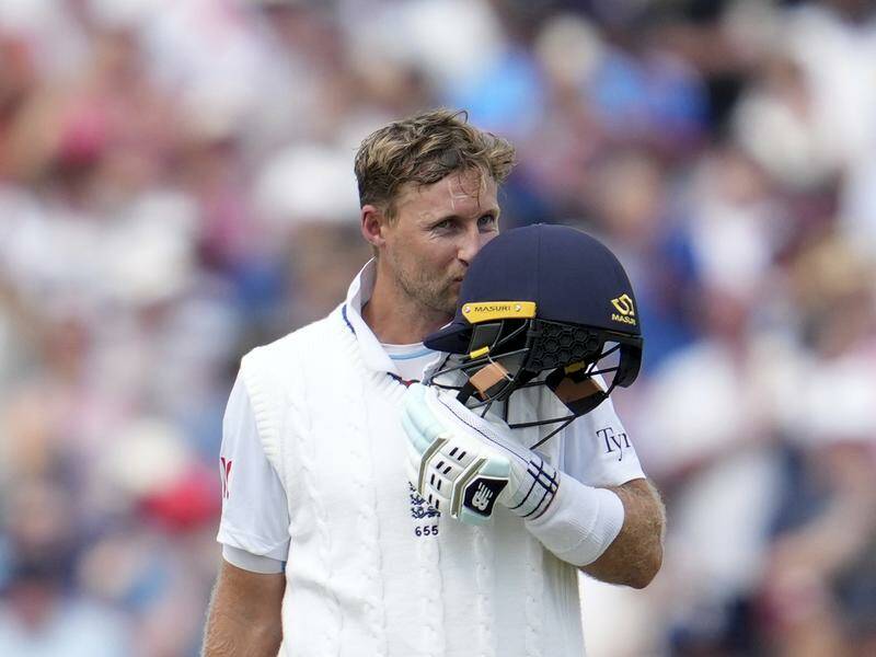 Joe Root hails his 38th Test century on day three of the fourth Test against India.  Photo: AP PHOTO