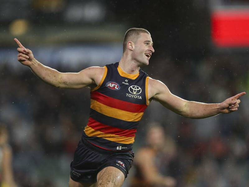 Sam Berry of the Adelaide Crows celebrates a goal during the Showdown rout of Port Adelaide. Photo: Matt Turner/AAP PHOTOS Sam Berry of the Adelaide Crows celebrates a goal during the Showdown rout of Port Adelaide. Photo: Matt Turner/AAP PHOTOS