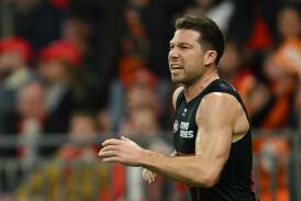 The Giants' Toby Greene is facing a one-game ban for a late hit on Sydney superstar Isaac Heeney. Photo: Dean Lewins/AAP PHOTOS