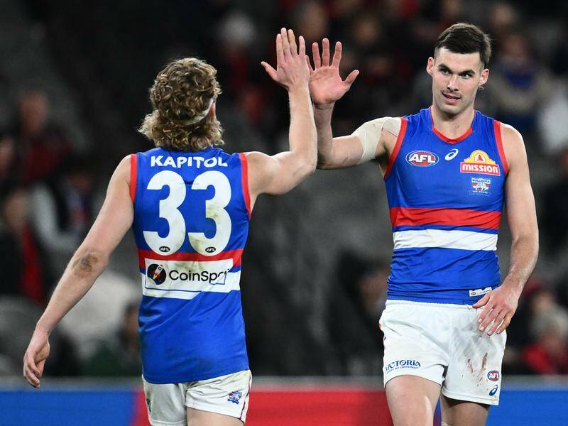 Aaron Naughton and Sam Darcy have proved almost unstoppable in a huge win over the Bombers. Photo: Joel Carrett/AAP PHOTOS