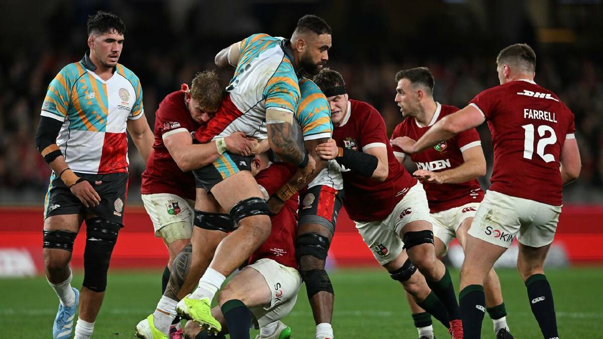The British and Irish Lions have had their hands full with Lukhan Salakaia-Loto. (James Ross/AAP PHOTOS)