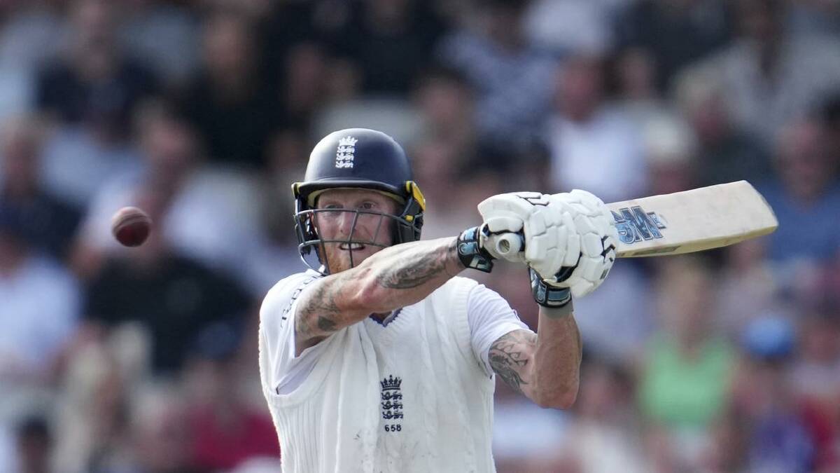 Captain Ben Stokes returned after leaving the field earlier with cramp to end the day 77 not out. (AP PHOTO)