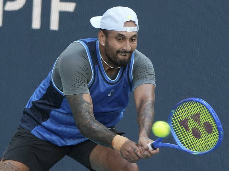 Nick Kyrgios has returned to action on the ATP Tour, unsuccessfully in a Washington doubles event. Photo: AP PHOTO
