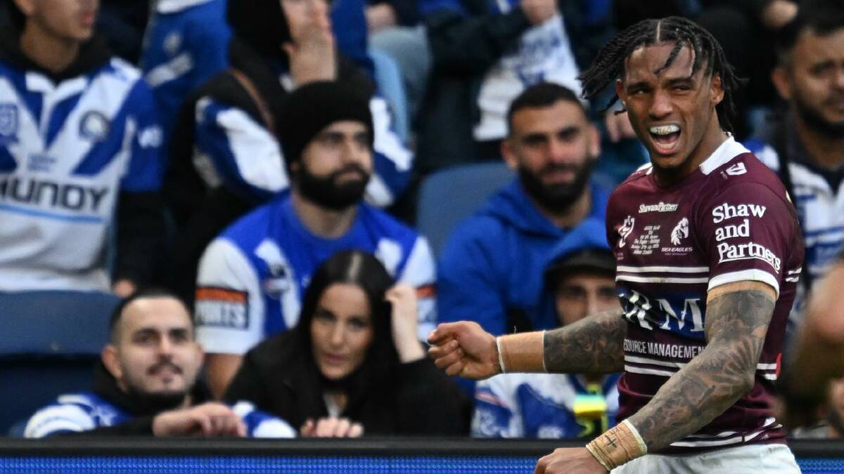 Jason Saab scored the Sea Eagles' only try of the match. (Dean Lewins/AAP PHOTOS) Jason Saab scored the Sea Eagles' only try of the match. (Dean Lewins/AAP PHOTOS)