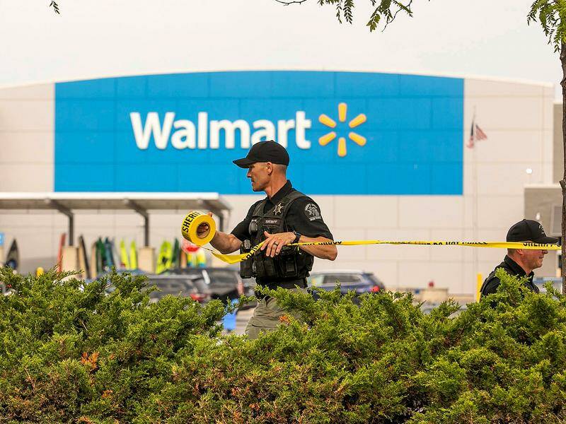Police have set up a crime scene at a Walmart store in Michigan after multiple people were attacked. Photo: AP PHOTO