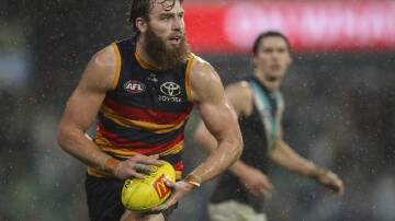 Riley Thilthorpe was best-afield in the Crows' big win over Port Adelaide. Photo: Matt Turner/AAP PHOTOS