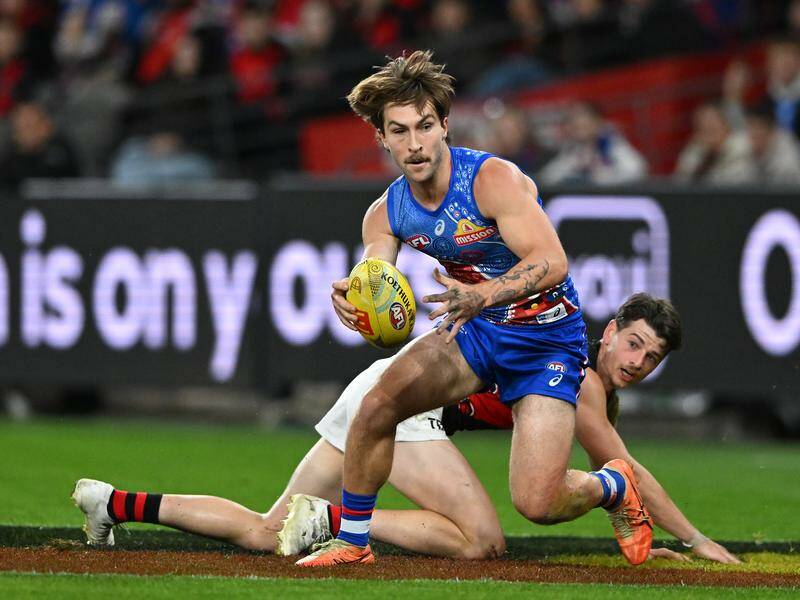 Improved Western Bulldogs forward Rhylee West has kicked 32 goals from 19 matches this season. Photo: James Ross/AAP PHOTOS Improved Western Bulldogs forward Rhylee West has kicked 32 goals from 19 matches this season. Photo: James Ross/AAP PHOTOS