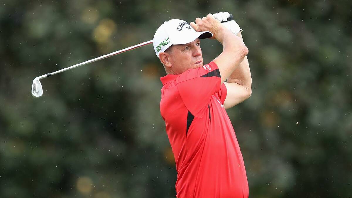 Michael Wright jumped 69 places up the leaderboard with his second-round 65.  (Jono Searle/AAP PHOTOS)
