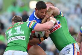 Veteran Dane Gagai earned high praise from Ricky Stuart after Canberra thrashed Newcastle. Photo: Mick Tsikas/AAP PHOTOS
