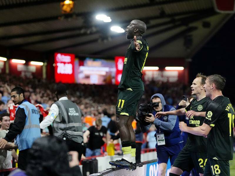 Brentford's Yoane Wissa celebrates scoring during their Premier League win at Nottingham Forest. Photo: AP PHOTO Brentford's Yoane Wissa celebrates scoring during their Premier League win at Nottingham Forest. Photo: AP PHOTO