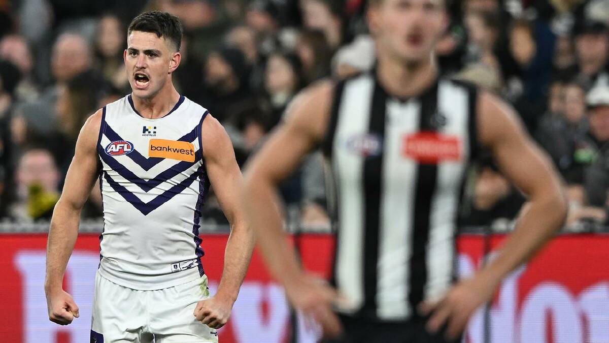 A six-goal haul from Patrick Voss proved decisive in the Dockers' one-point win over Collingwood.  (James Ross/AAP PHOTOS)