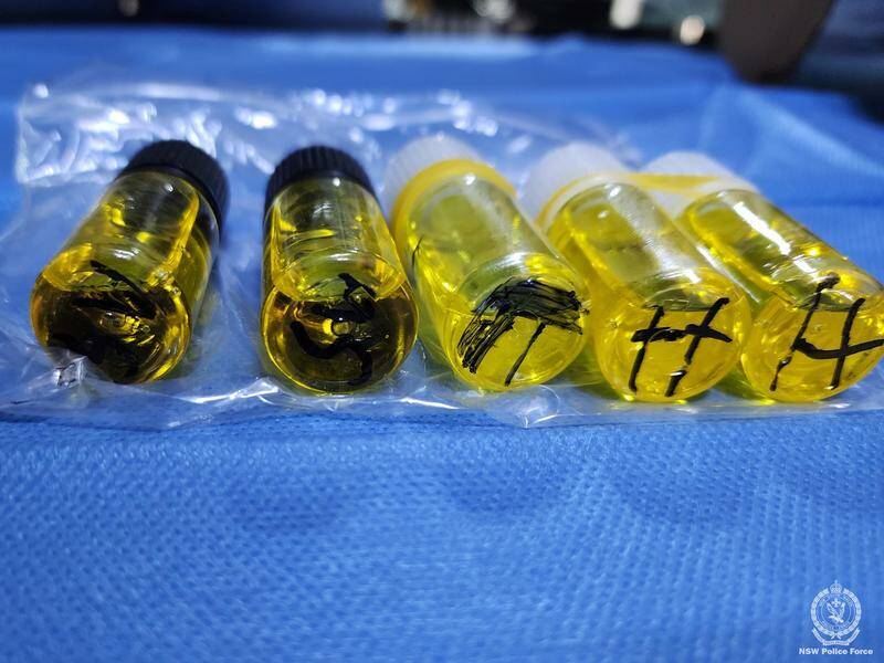 About two millilitres of the highly addictive substance nitazene can be potentially lethal. Photo: HANDOUT/NSW POLICE About two millilitres of the highly addictive substance nitazene can be potentially lethal. Photo: HANDOUT/NSW POLICE