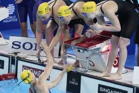 Australia won gold in the women's 4x100m relay freestyle at the world championships in Singapore. Photo: AP PHOTO