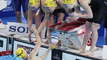 Australia won gold in the women's 4x100m relay freestyle at the world championships in Singapore. Photo: AP PHOTO