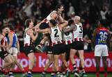 St Kilda have produced a stunning comeback to beat Melbourne by a goal at Marvel Stadium. Photo: Joel Carrett/AAP PHOTOS