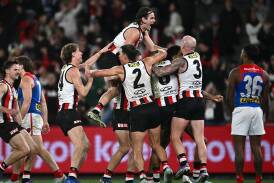 St Kilda have produced a stunning comeback to beat Melbourne by a goal at Marvel Stadium. Photo: Joel Carrett/AAP PHOTOS