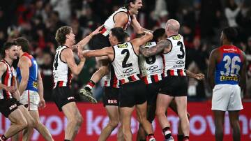 St Kilda have produced a stunning comeback to beat Melbourne by a goal at Marvel Stadium. Photo: Joel Carrett/AAP PHOTOS