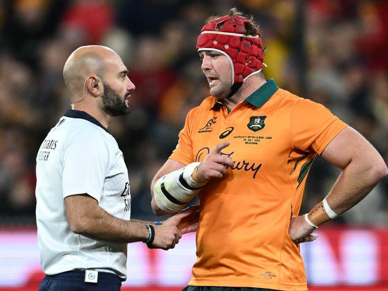 Referee Andrea Piardi reviewed the controversial clean-out but let the Test-winning try stand. Photo: Joel Carrett/AAP PHOTOS Referee Andrea Piardi reviewed the controversial clean-out but let the Test-winning try stand. Photo: Joel Carrett/AAP PHOTOS
